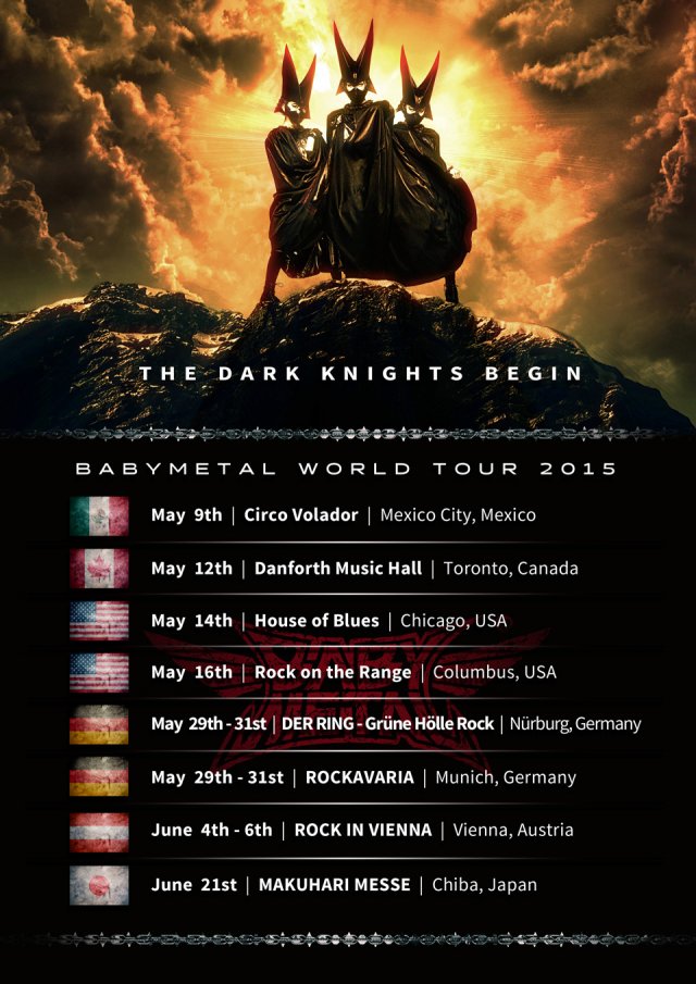 THE DARK NIGHT BEGIN : BABYMETAL World Tour 2015’s Schedule (Part1) Announced