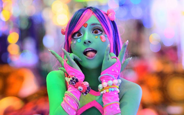 Anime Style Body Paint Model Dazzles With The Most Colorful Fashion In Japan
